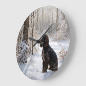 Cocker Spaniel Laat het sneeuwen Kerstmis Grote Klok (Hoek)