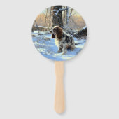 Cocker Spaniel Laat het sneeuwen Kerstmis Handwaaier (Voorkant)