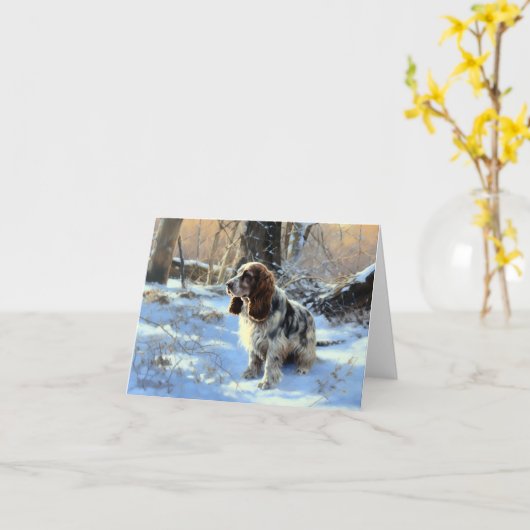 Cocker Spaniel Laat het sneeuwen Kerstmis Kaart (Gele Bloem)