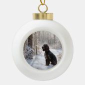 Cocker Spaniel Laat het sneeuwen Kerstmis Keramische Bal Ornament (Voorkant)