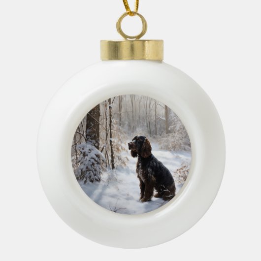 Cocker Spaniel Laat het sneeuwen Kerstmis Keramische Bal Ornament (Voorkant)