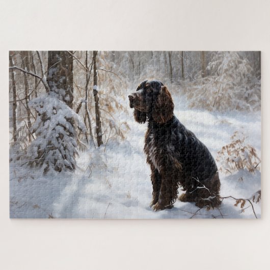Cocker Spaniel Laat het Sneeuwen Kerstmis Legpuzzel (Horizontaal)