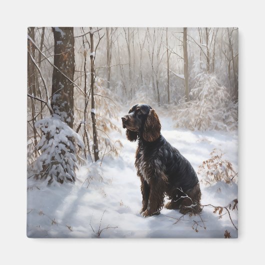 Cocker Spaniel Laat het sneeuwen Kerstmis Magneet (Voorkant)