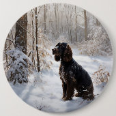 Cocker Spaniel Laat het sneeuwen Kerstmis Ronde Button 6,0 Cm (Voorkant)