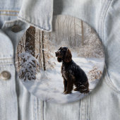 Cocker Spaniel Laat het sneeuwen Kerstmis Ronde Button 6,0 Cm (In situ)