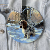 Cocker Spaniel Laat het Sneeuwen Kerstmis Ronde Button 6,0 Cm (In situ)