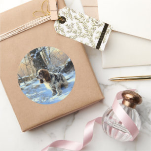 Cocker Spaniel Laat het sneeuwen Kerstmis Ronde Sticker