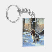 Cocker Spaniel Laat het sneeuwen Kerstmis Sleutelhanger (Voorkant Links)