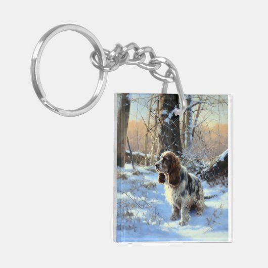 Cocker Spaniel Laat het sneeuwen Kerstmis Sleutelhanger (Voorkant Links)
