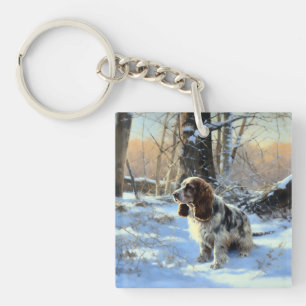 Cocker Spaniel Laat het sneeuwen Kerstmis Sleutelhanger