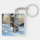 Cocker Spaniel Laat het sneeuwen Kerstmis Sleutelhanger (Achterkant)