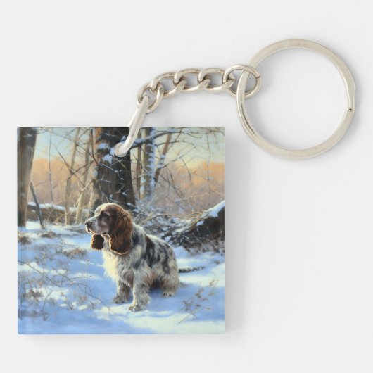 Cocker Spaniel Laat het sneeuwen Kerstmis Sleutelhanger (Achterkant)