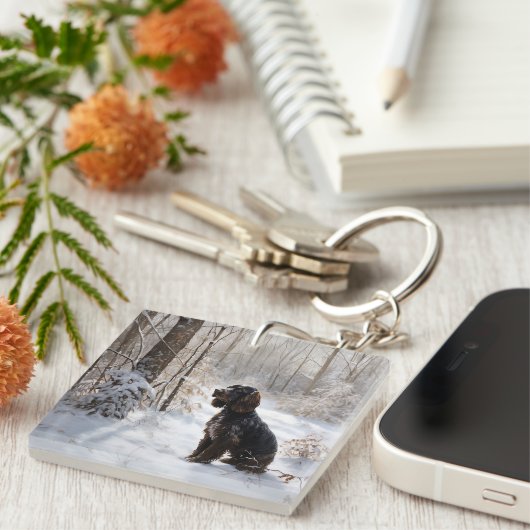 Cocker Spaniel Laat het sneeuwen Kerstmis Sleutelhanger (Voorkant Rechts)