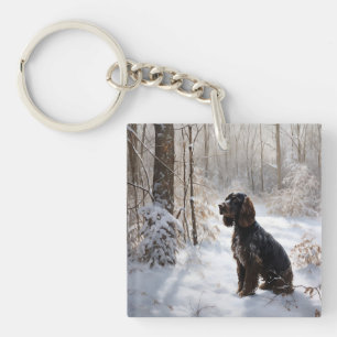 Cocker Spaniel Laat het sneeuwen Kerstmis Sleutelhanger