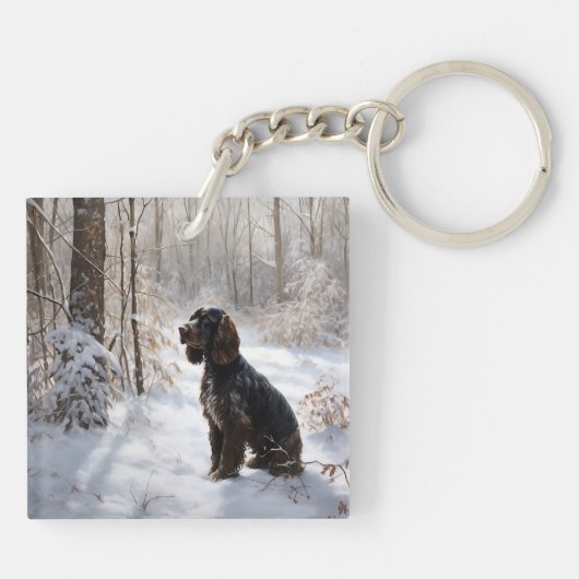 Cocker Spaniel Laat het sneeuwen Kerstmis Sleutelhanger (Achterkant)