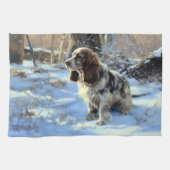 Cocker Spaniel Laat het sneeuwen Kerstmis Theedoek (Horizontaal)