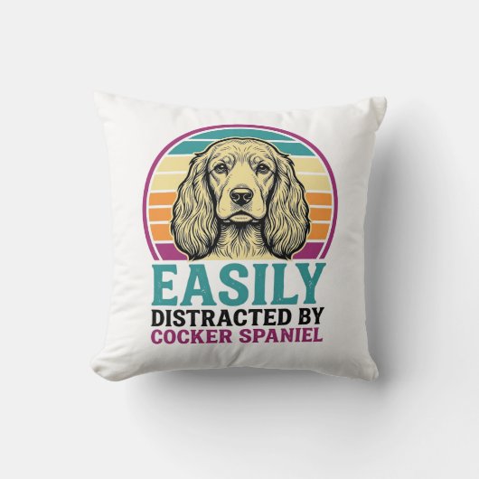 Cocker Spaniel Licht Afleidbaar Vintage Hond Shirt Kussen (Voorkant)