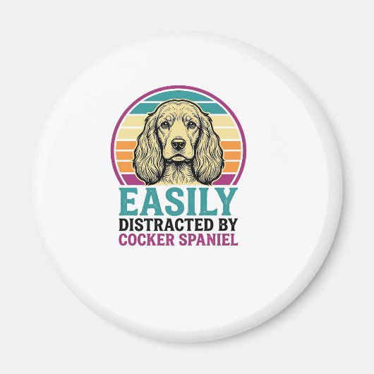 Cocker Spaniel Licht Afleidbaar Vintage Hond Shirt Magneet (Voorkant)