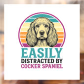 Cocker Spaniel Licht Afleidbaar Vintage Hond Shirt Raamsticker (Vel 2)