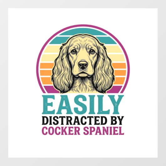 Cocker Spaniel Licht Afleidbaar Vintage Hond Shirt Raamsticker (Vel)