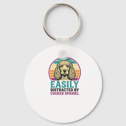 Cocker Spaniel Licht Afleidbaar Vintage Hond Shirt Sleutelhanger (Voorkant)