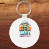 Cocker Spaniel Licht Afleidbaar Vintage Hond Shirt Sleutelhanger (Voorkant)