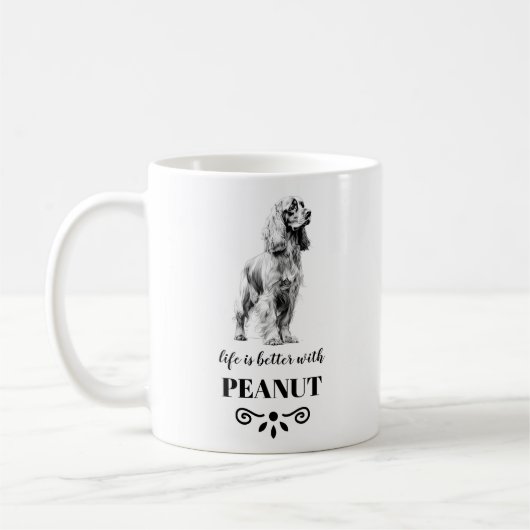 Cocker Spaniel Life is beter met Custom Dog Name Koffiemok (Links)