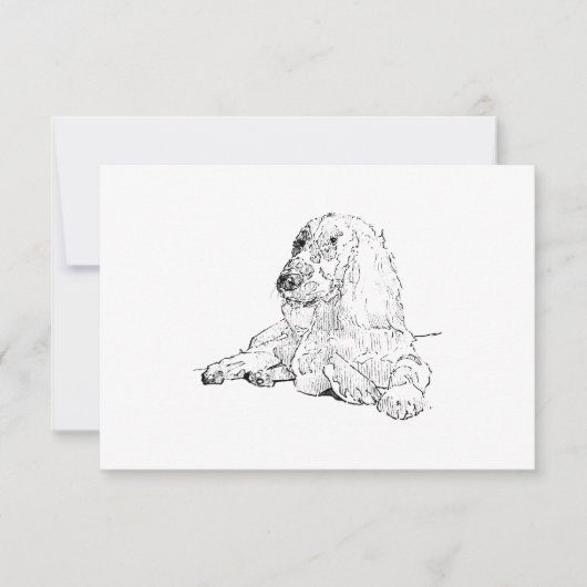 Cocker Spaniel Lijntekening Kunst Hond  Bedankkaart (Voorkant)