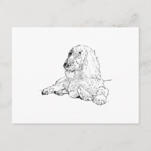 Cocker Spaniel Lijntekening Kunst Hond  Briefkaart