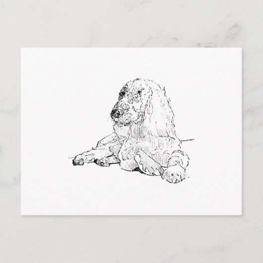 Cocker Spaniel Lijntekening Kunst Hond Briefkaart (Voorkant)