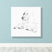 Cocker Spaniel Lijntekening Kunst Hond  Canvas Afdruk (Insitu (Houten vloer))
