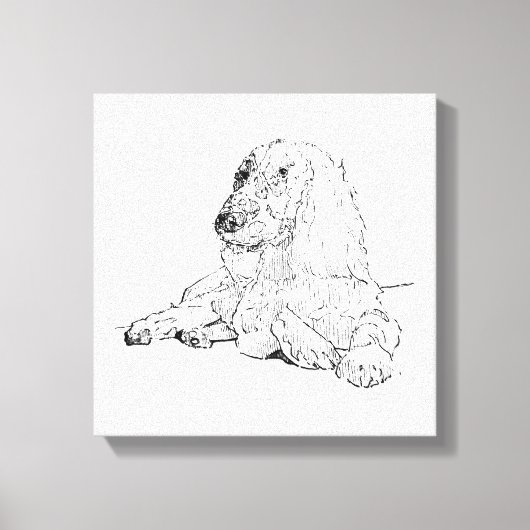 Cocker Spaniel Lijntekening Kunst Hond  Canvas Afdruk (Voorkant)