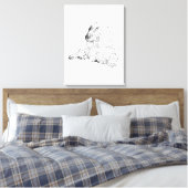 Cocker Spaniel Lijntekening Kunst Hond Canvas Afdruk (Insitu (Slaapkamer))
