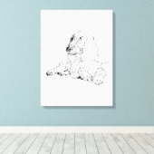 Cocker Spaniel Lijntekening Kunst Hond Canvas Afdruk (Insitu (Houten vloer))