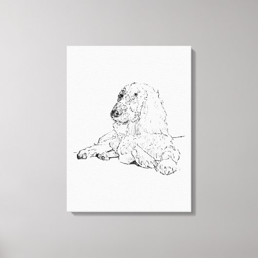 Cocker Spaniel Lijntekening Kunst Hond Canvas Afdruk (Voorkant)