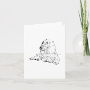 Cocker Spaniel Lijntekening Kunst Hond Feestdagen Kaart