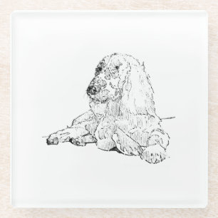 Cocker Spaniel Lijntekening Kunst Hond  Glazen Onderzetter