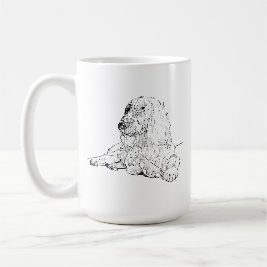 Cocker Spaniel Lijntekening Kunst Hond Koffiemok (Links)