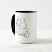 Cocker Spaniel Lijntekening Kunst Hond Koffiemok Mok (Voorkant links)