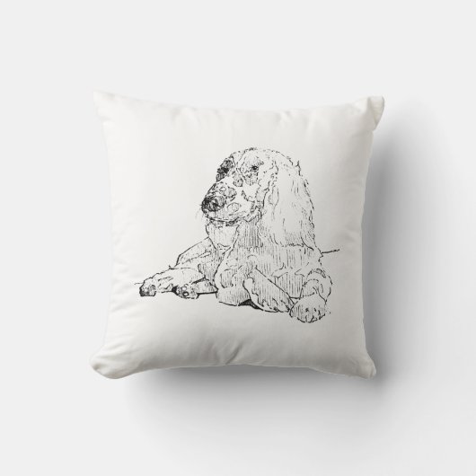 Cocker Spaniel Lijntekening Kunst Hond Kussen (Voorkant)