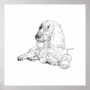Cocker Spaniel Lijntekening Kunst Hond Poster