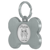 Cocker Spaniel Line Art Personalized Tag Huisdieren Naamplaatje (Voorkant Rechts)