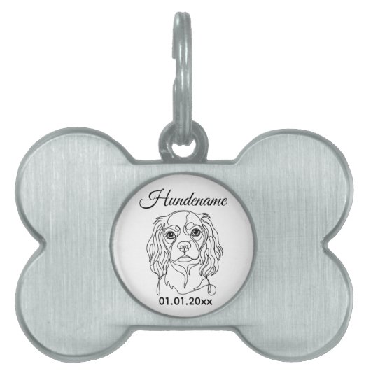 Cocker Spaniel Line Art Personalized Tag Huisdieren Naamplaatje (voorkant)
