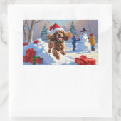 Cocker Spaniel loopt in de sneeuw met kerst Pet Rechthoekige Sticker (Tas)