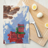 Cocker Spaniel loopt in de sneeuw met kerst Pet Theedoek (Quarter Fold)