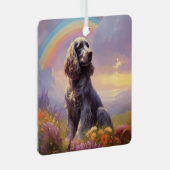 Cocker Spaniel Memorial Aangepaste hondennaam Rain Metalen Ornament (Voorkant Rechts)