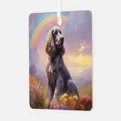 Cocker Spaniel Memorial Aangepaste hondennaam Rain Metalen Ornament (Voorkant links)