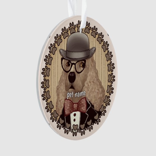 Cocker Spaniel met bril Ornament (voorkant)
