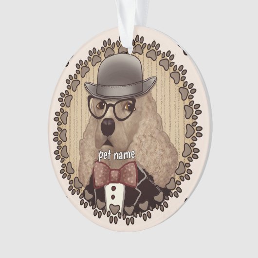 Cocker Spaniel met bril Ornament (voorkant)