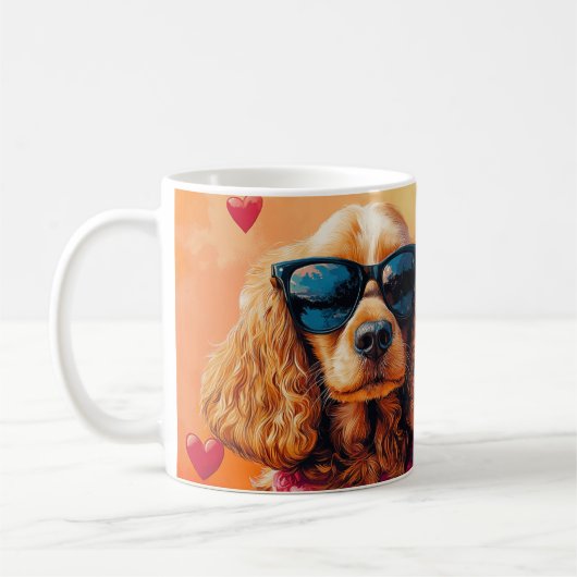 Cocker Spaniel met hart Rozen Valentijnsdag Koffiemok (Links)